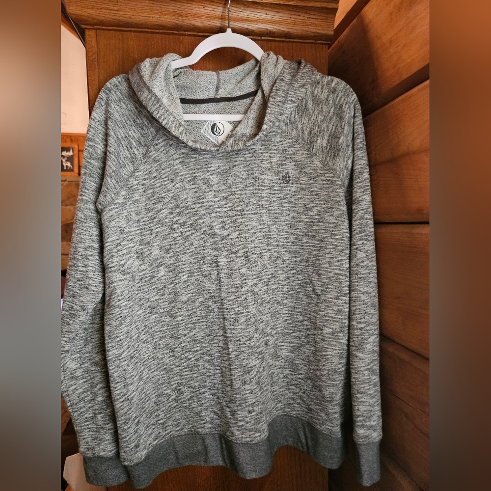 Vintage Volcom Heathered Gray Pullover Hoodie SIZE LARGE